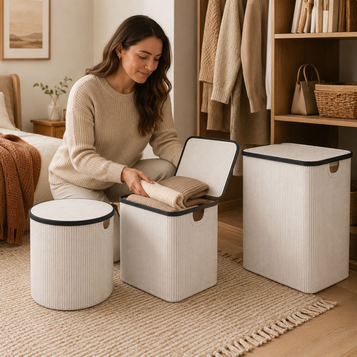 Laundry basket with lid and handles Acalora