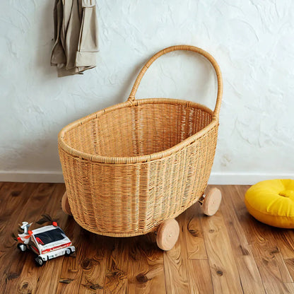 Rolling Woven Storage Cart Acalora