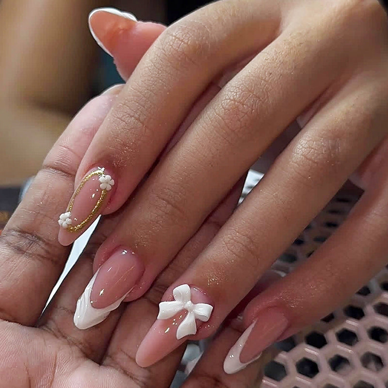 Elegant 3D Floral Press-On Nail Art Set Acalora
