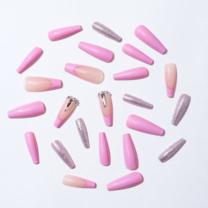 Decorative Press-On Nail Set with Glitter and Gem Accents Acalora