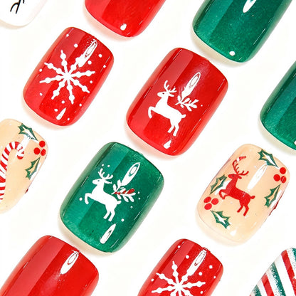 Festive Holiday-Themed Press-On Nail Art Acalora