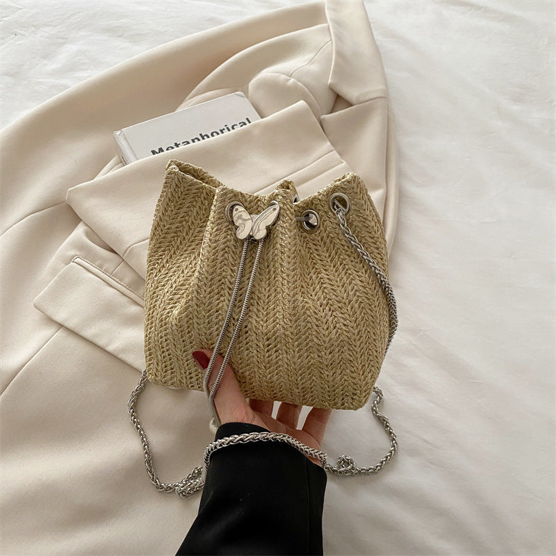Elegant Woven Drawstring Mini Handbag Acalora