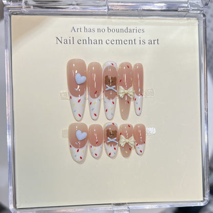 Decorative Stiletto Press-On Nail Art Set with Cute Character Accents Acalora