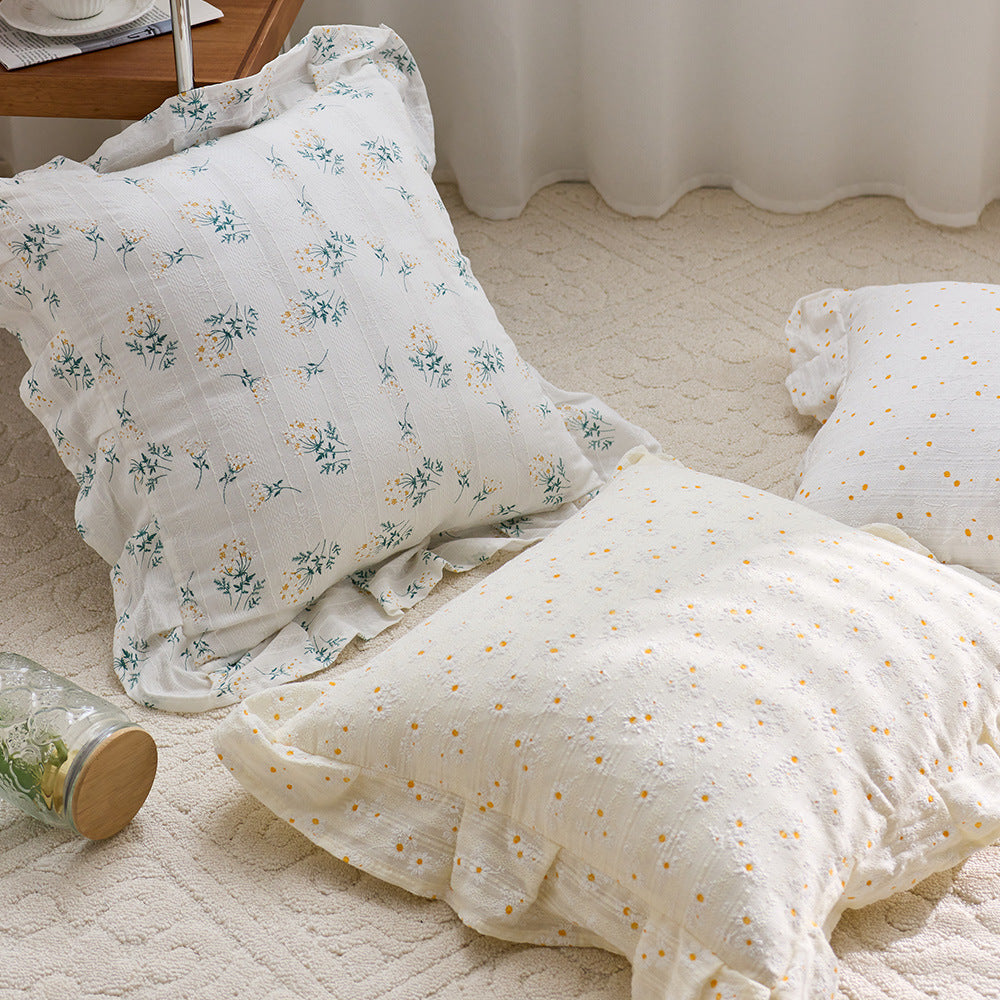 Decorative Ruffled Floral Throw Pillow
