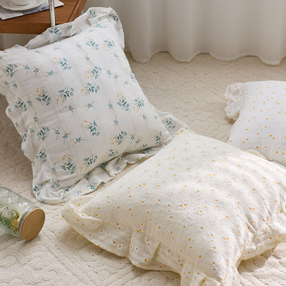 Decorative Ruffled Floral Throw Pillow