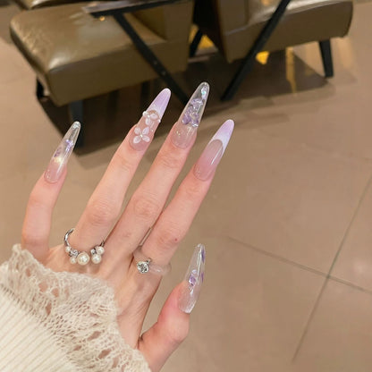 Floral-Inspired Stiletto Press-On Nail Design Acalora