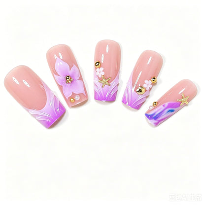 Decorative Floral Acrylic Nail Art Tips Acalora
