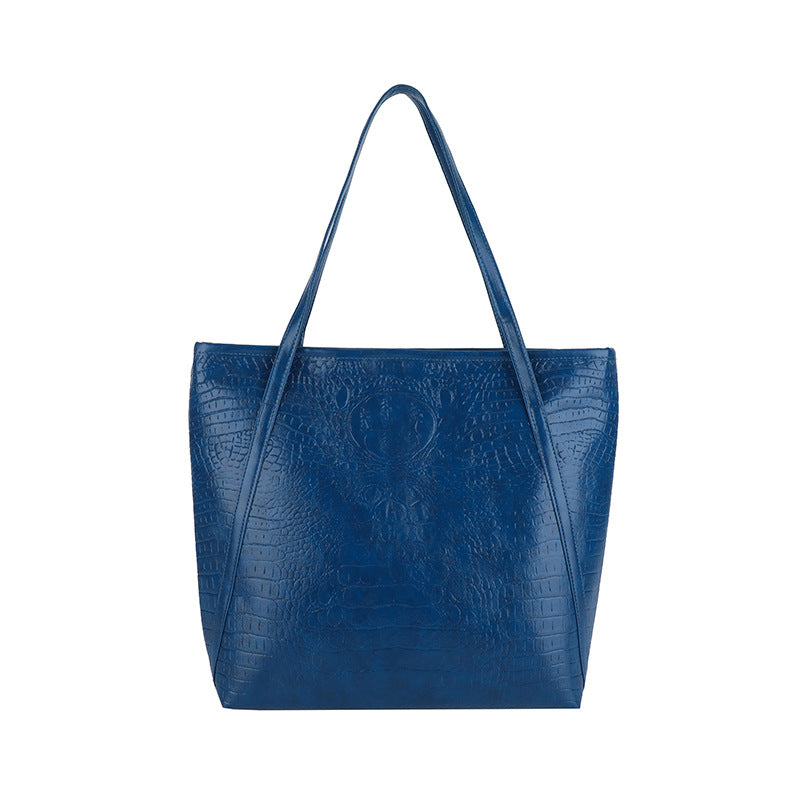 Crocodile-Embossed Leather Tote Bag Acalora