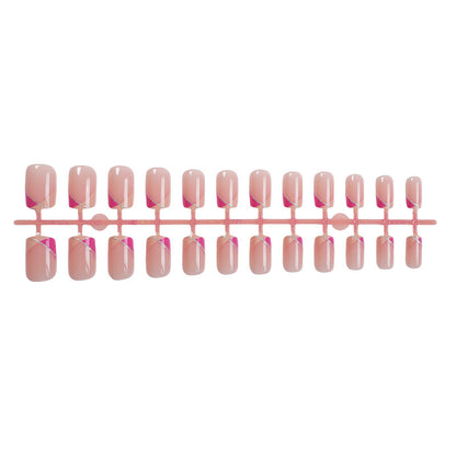 Decorative Press-On Nail Set with Stylish Geometric Design Acalora