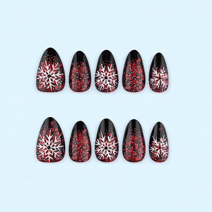 Artificial Winter Nails with Snowflake Pattern Acalora