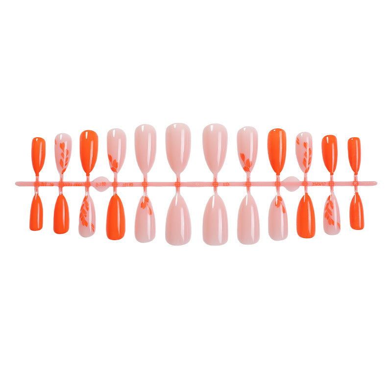 Artistic Press-On Nail Set with Seasonal Floral Designs Acalora