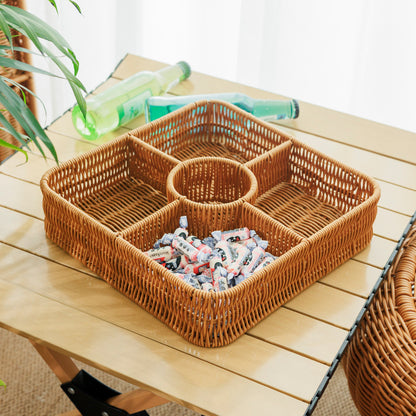Multi-Compartment Woven Storage Basket Acalora