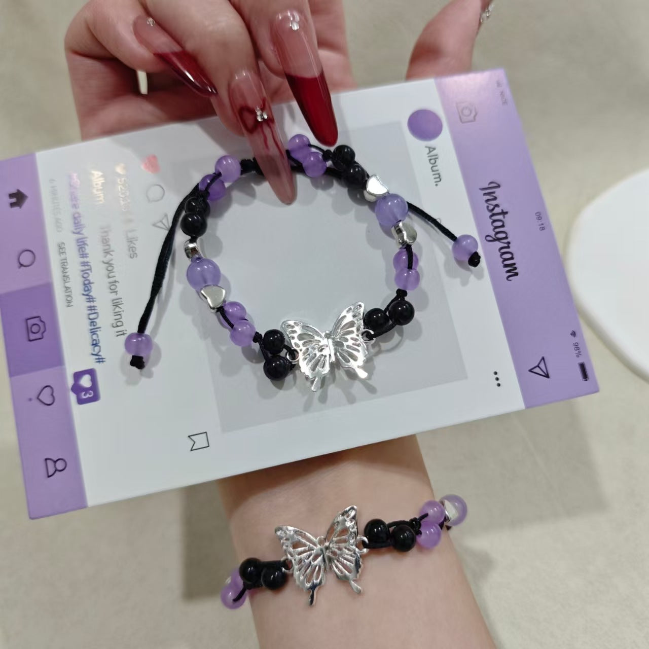 Butterfly Charm Adjustable Bracelet Acalora