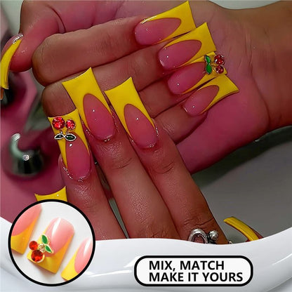 Chic Floral Accent Press-On Nails Acalora