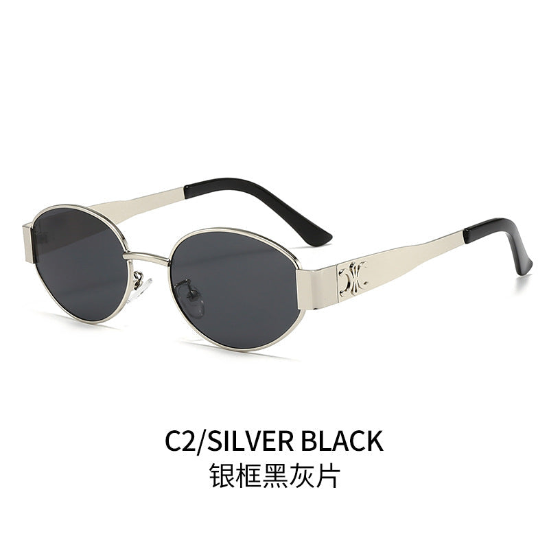 Women's designer sunglasses with elegant oval frame and unique accents Bowlift