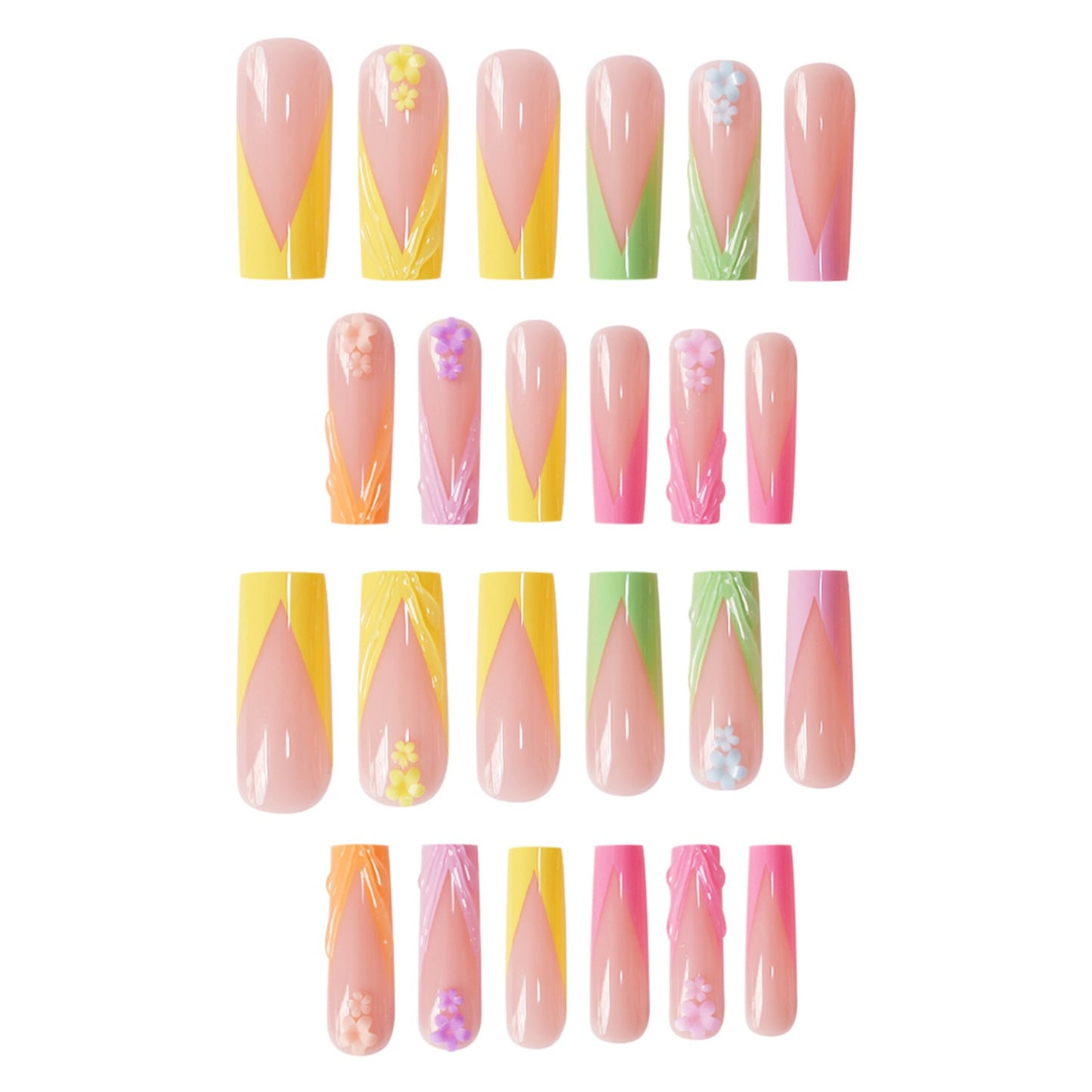 Decorative Floral Sculpted Press-On Nails Acalora
