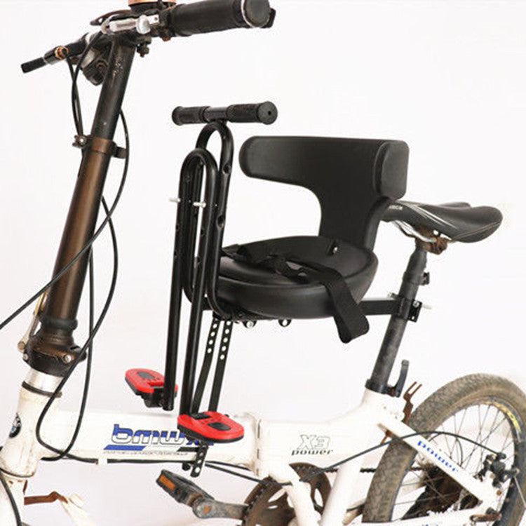 front-mounted padded toddler bike passenger seat with safety ring and adjustable universal bracket Bowlift
