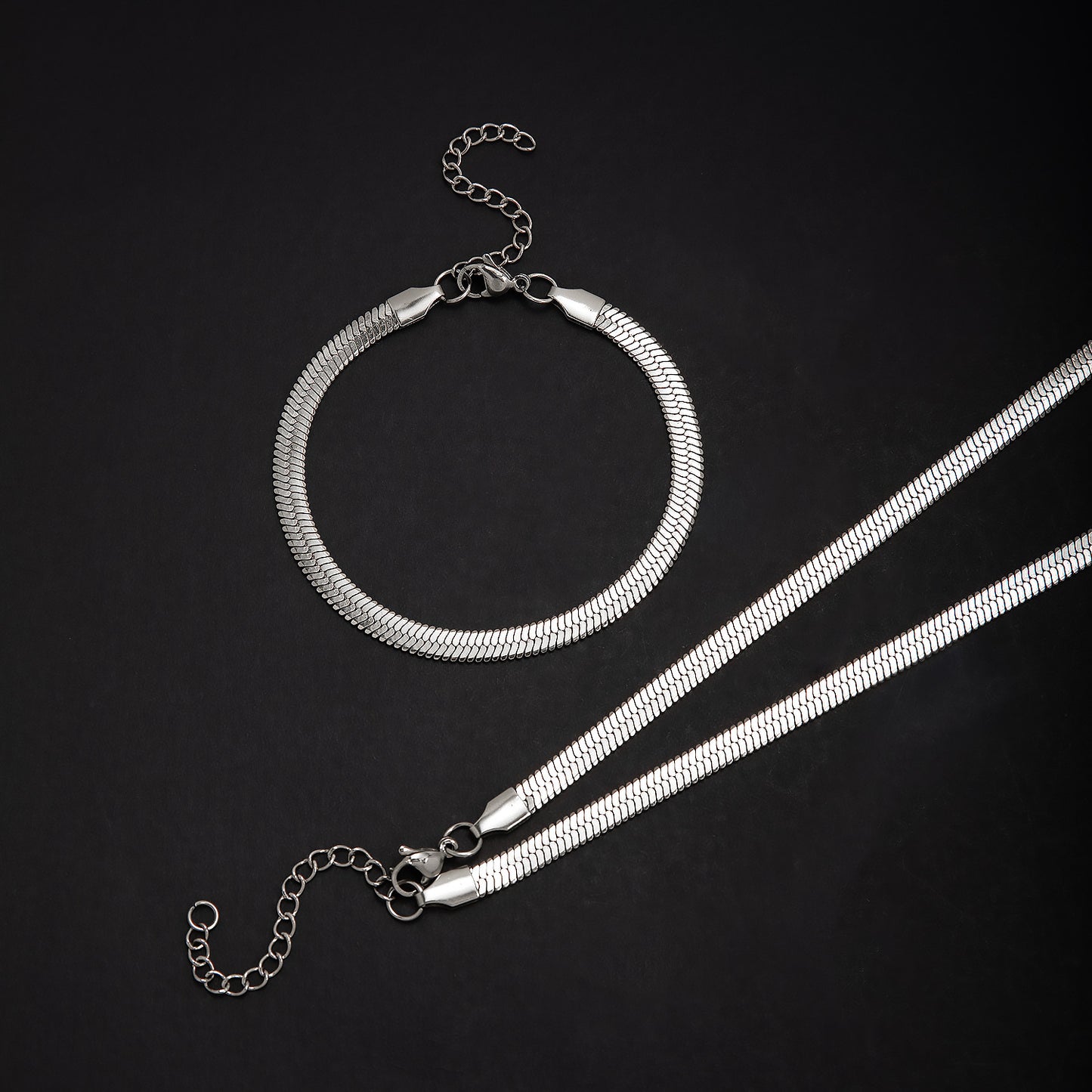 Elegant Herringbone Chain Jewelry Set Acalora