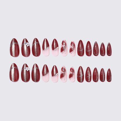 Decorative Press-On Nail Art with Floral Accents Acalora