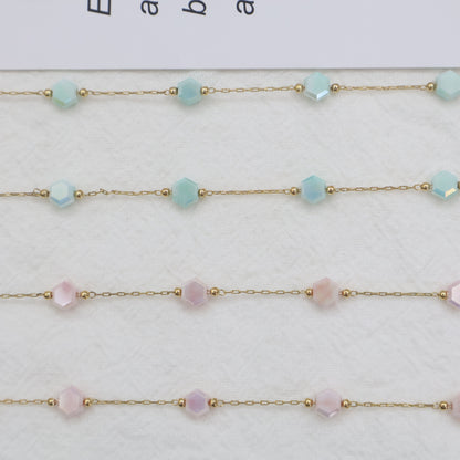 Elegant Gold Chain Necklace with Gemstones Acalora