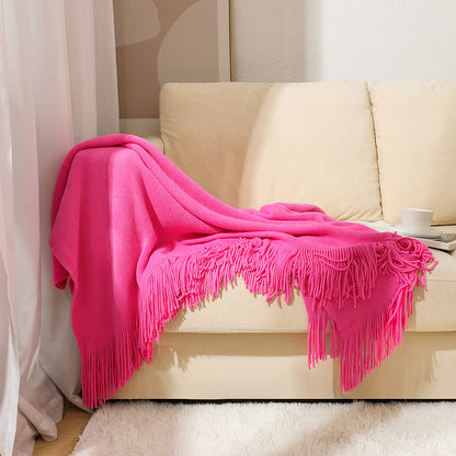 Unisex Luxurious Plush Fringe Throw Blanket