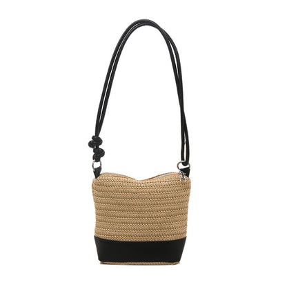 Woven Straw and Leather Crossbody Bag Acalora