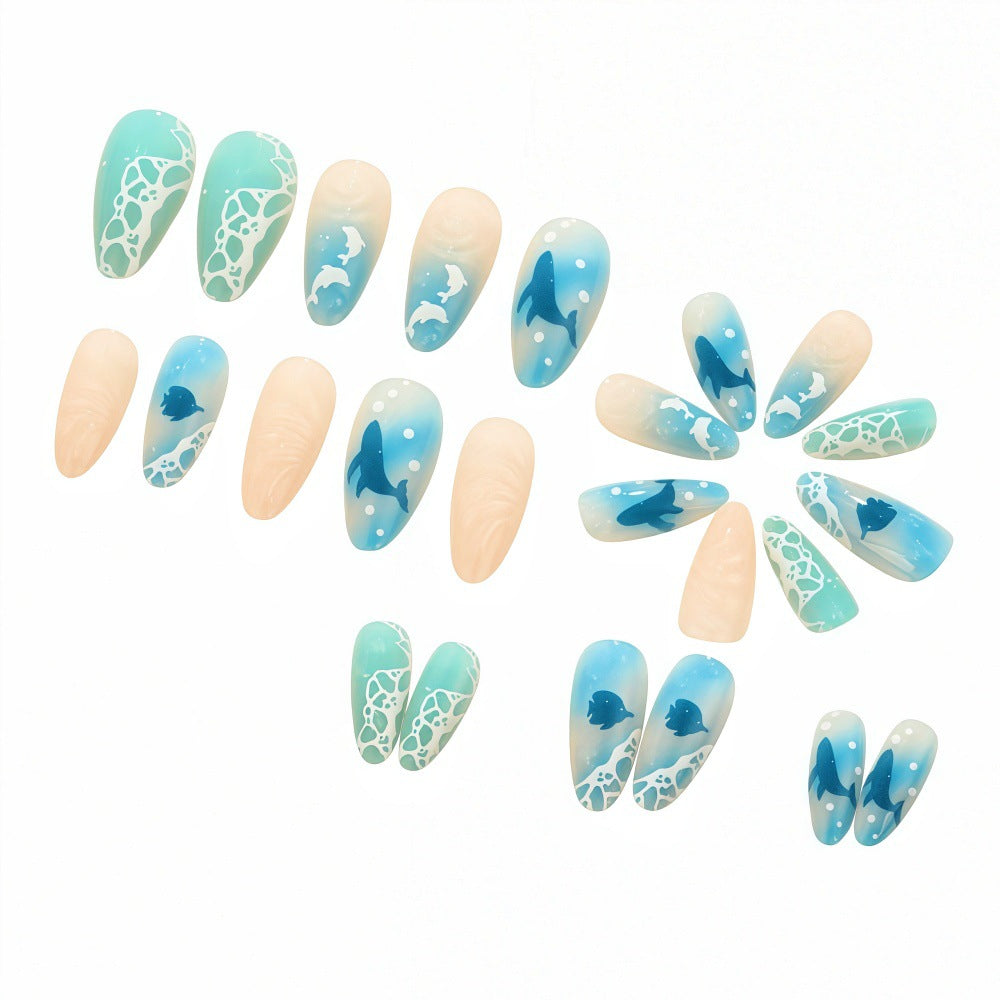 Underwater-themed art nails Acalora