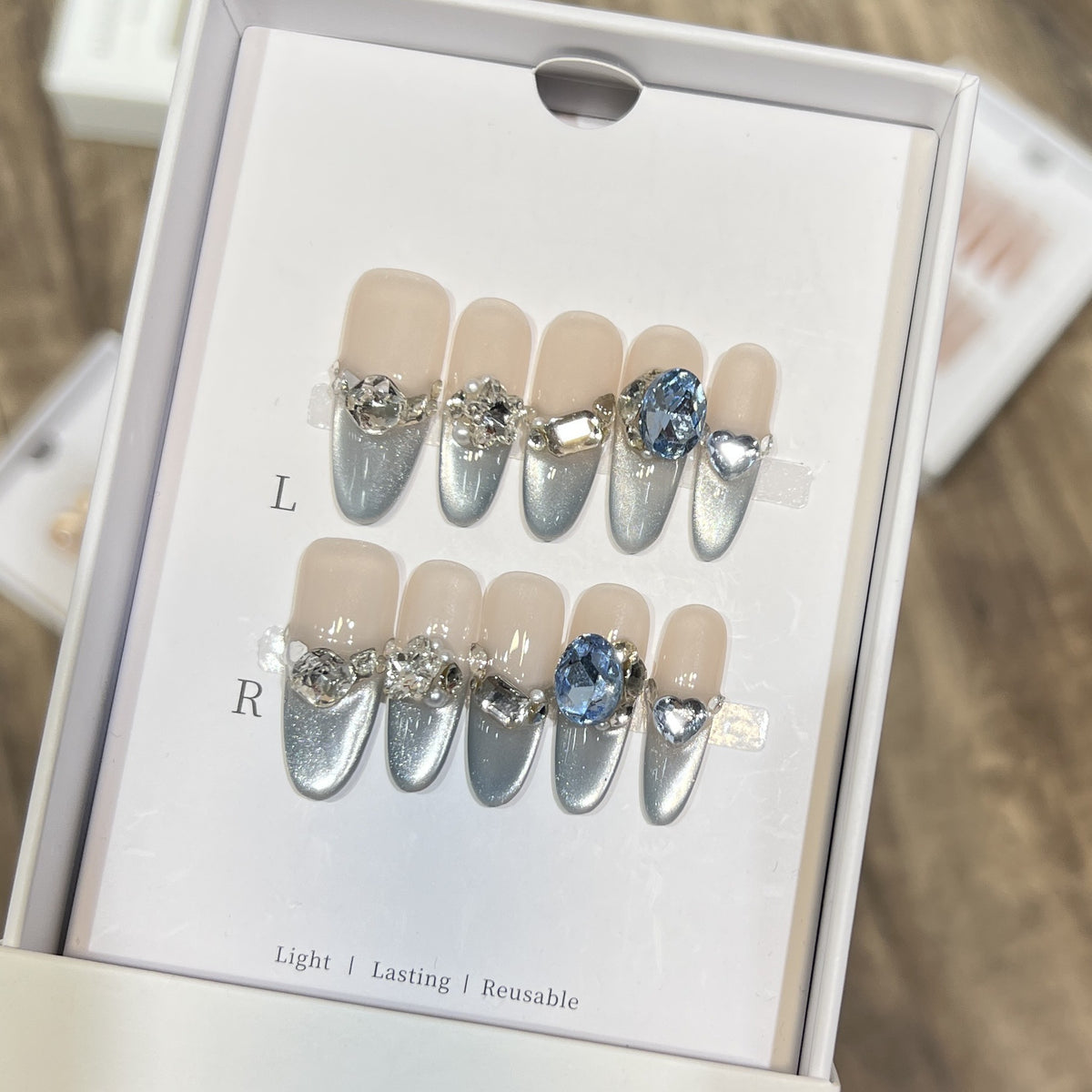 Decorative Stiletto Press-On Nails with Crystal Accents Acalora