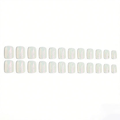 Acrylic nail set with elegant pearl details and fine floral patterns Acalora