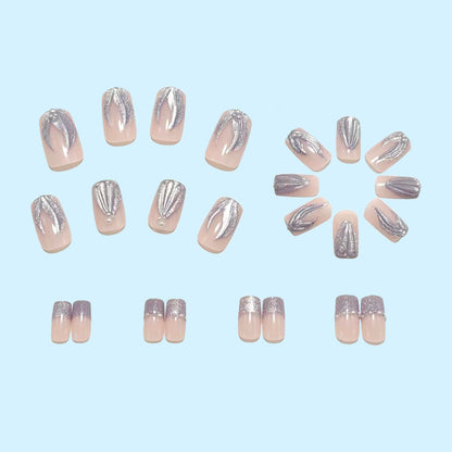 Artificial nails with elegant glitter and wave design Acalora