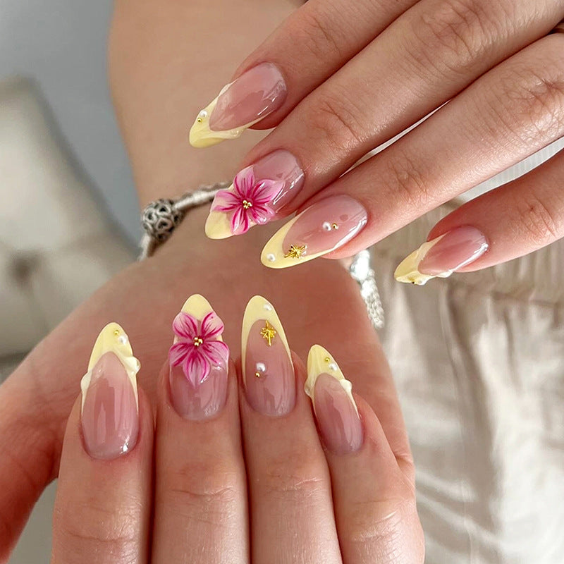 Elegant Floral-Themed Press-On Nail Set Acalora