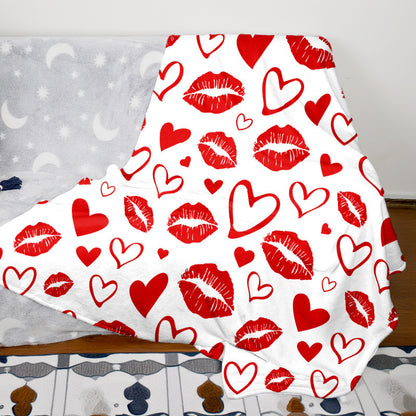 Heart Pattern Fleece Throw Blanket