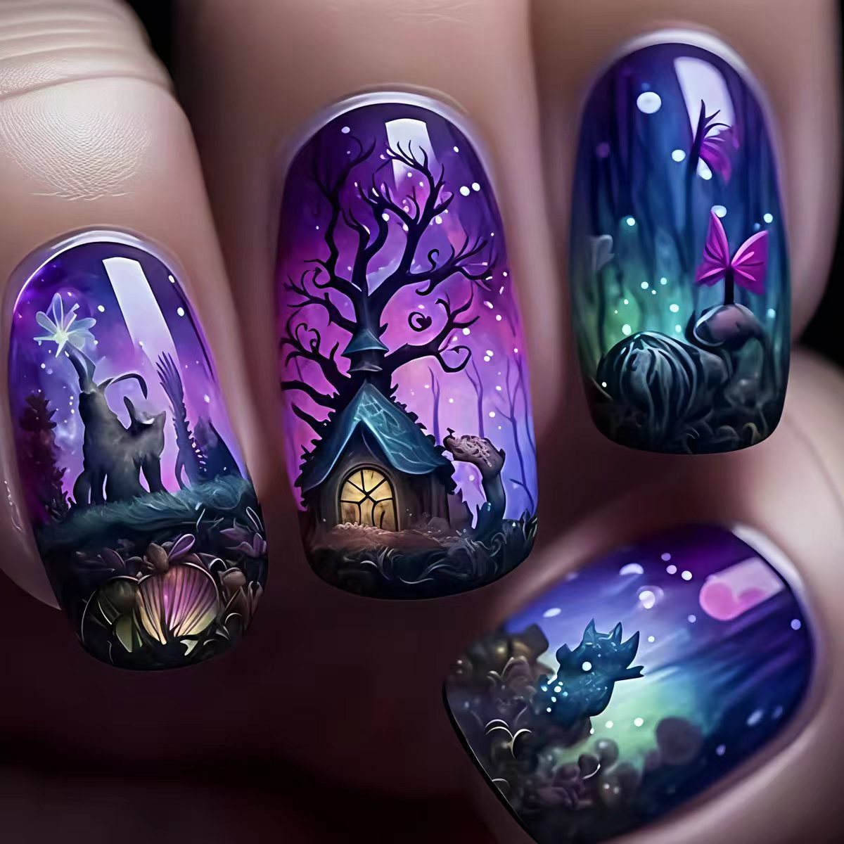 Mystic Fantasy Scene Nail Art Acalora