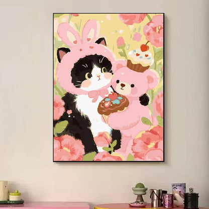 Playful Cat-Themed Illustration Wall Art