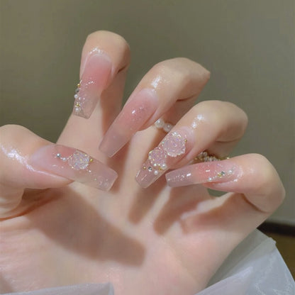 Decorative Floral Press-On Nail Art Set Acalora