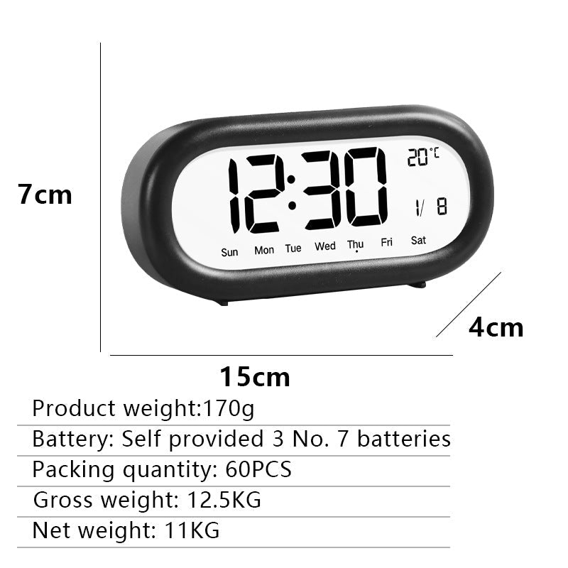 Digital alarm clock with temperature display and large LED display