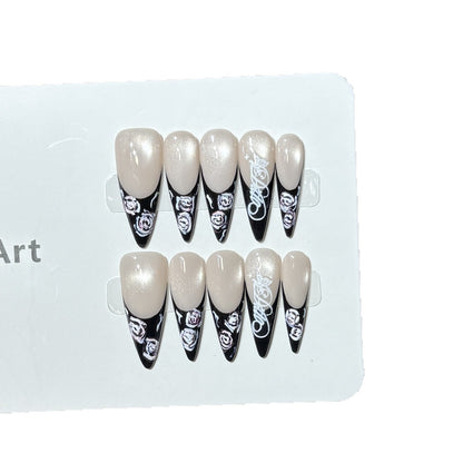 Floral and Glossy Press-On Nail Set Acalora