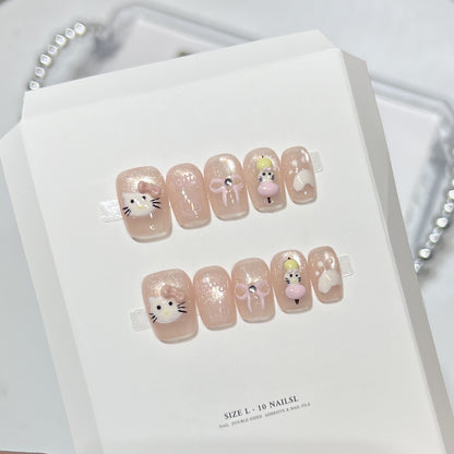 Whimsical Cartoon Character Press-On Nail Art Set Acalora