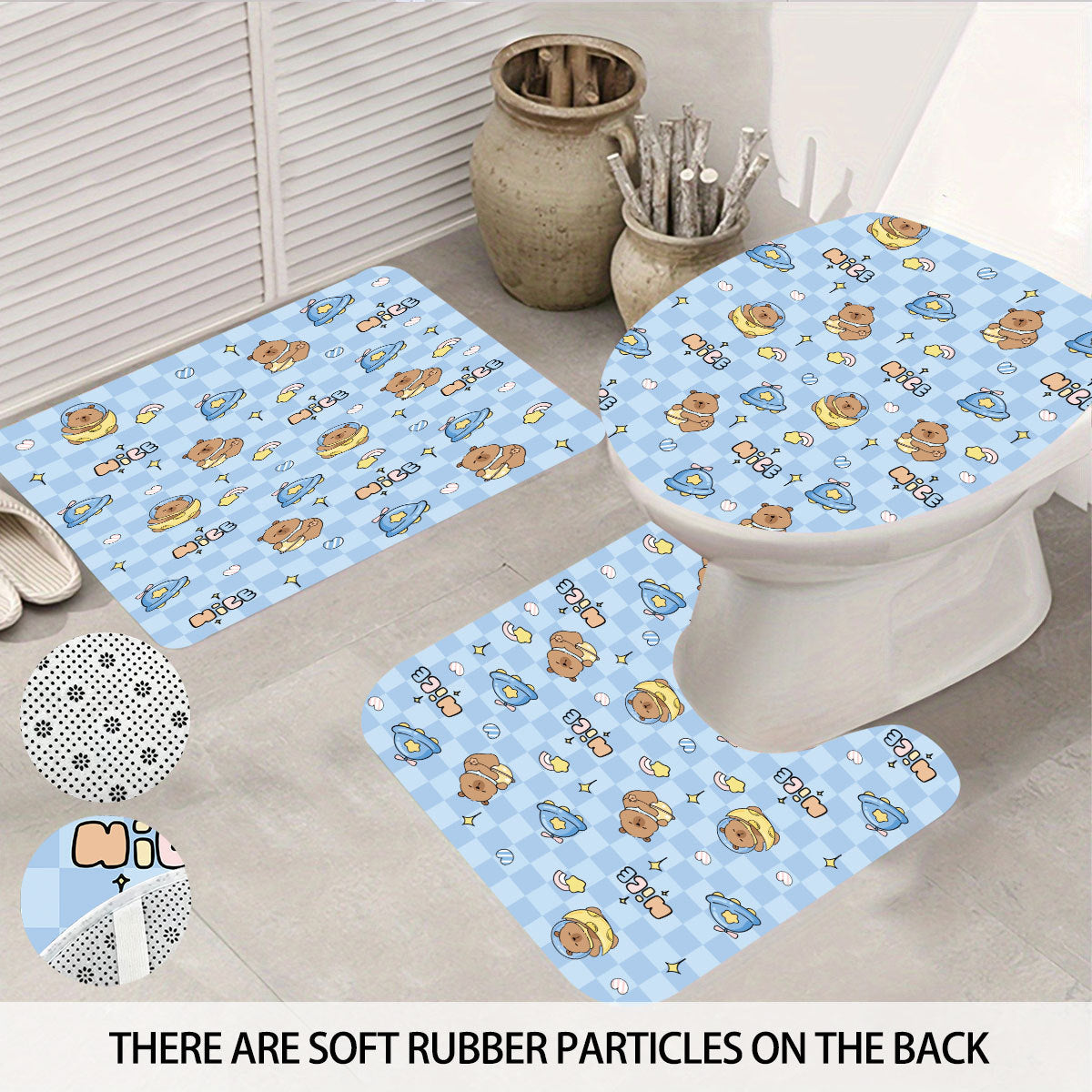 Cute Bear-Themed Four-Piece Bathroom Set