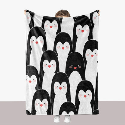 Penguin-Themed Plush Throw Blanket