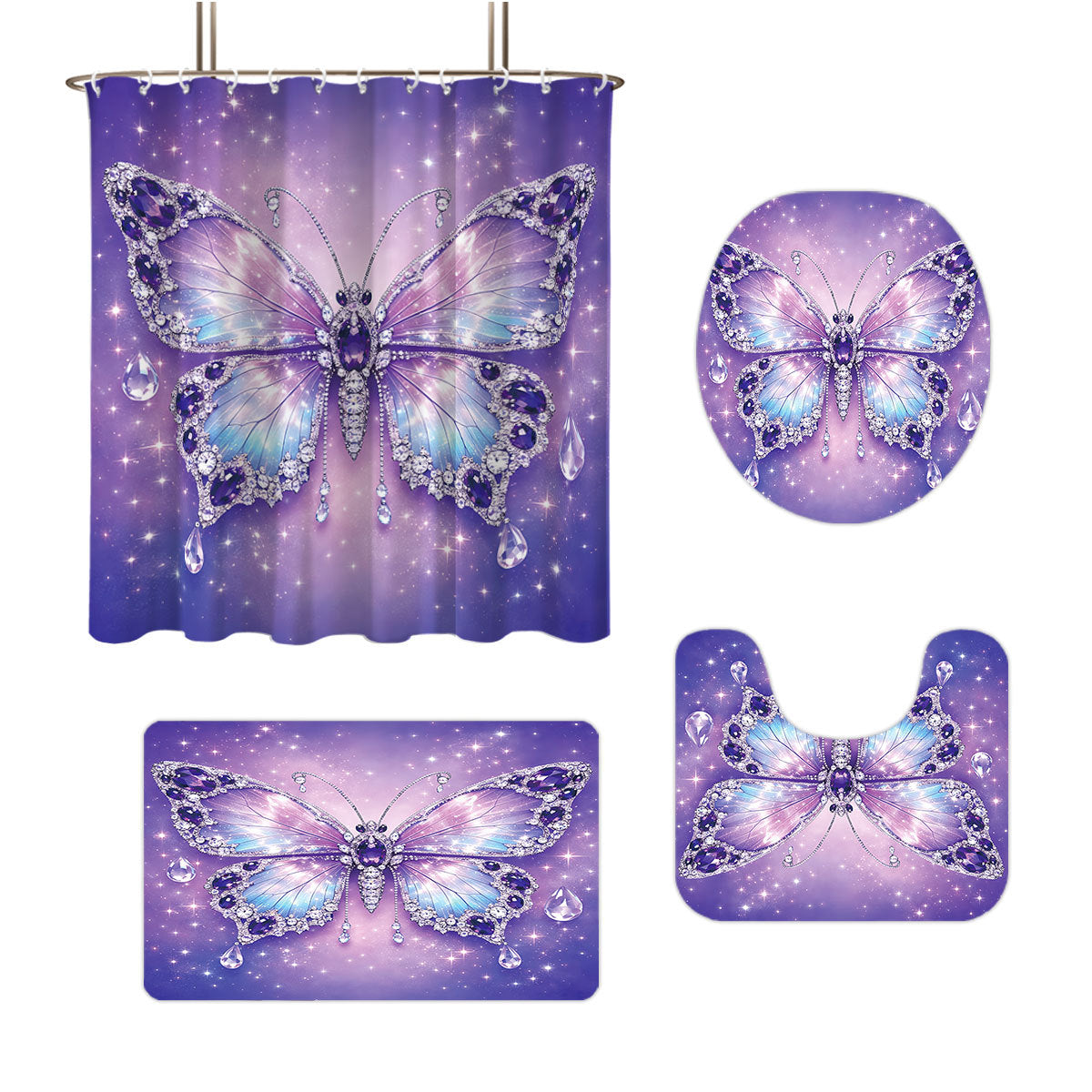 Bunny-Themed Digital Bathroom Decor Set