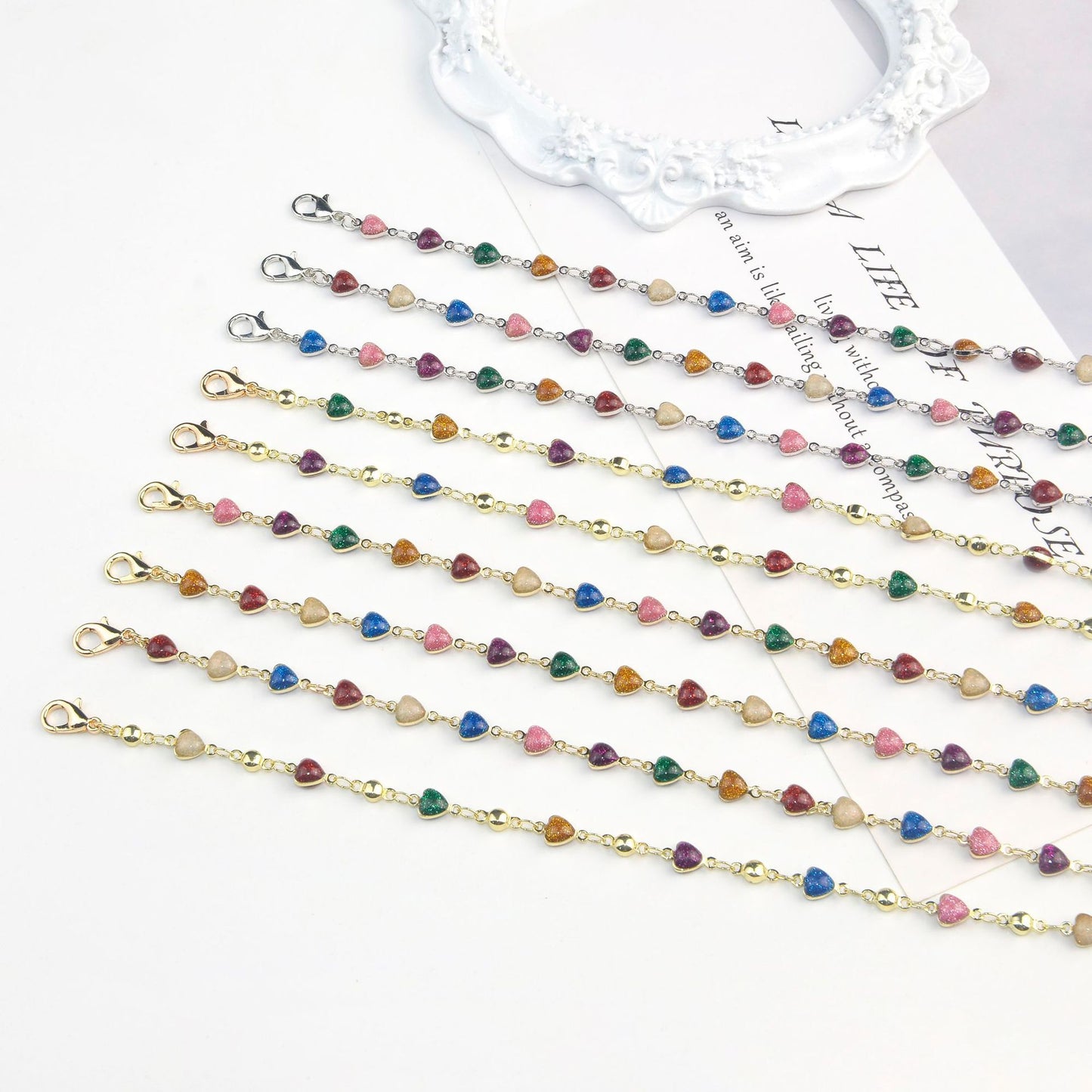 Heart-Shaped Beaded Anklet Acalora
