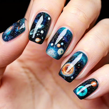 Galaxy-Themed Nail Art Acalora