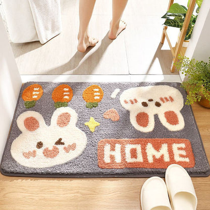 Cute Cartoon Bunny-Themed Bath Mat
