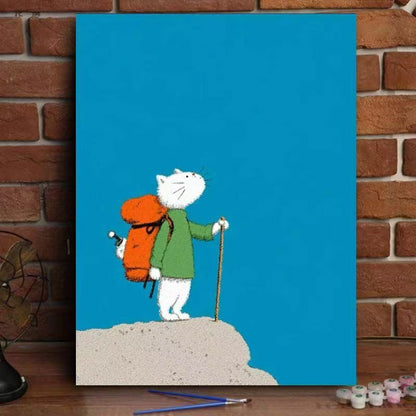 Whimsical Cat Watering Plants Canvas Art