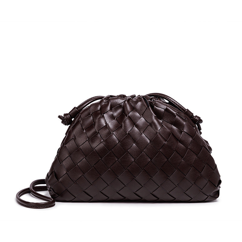 Elegant Woven Leather Bucket Bag Acalora