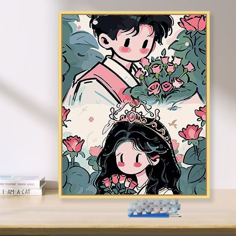 Playful Illustrated Couple Wall Art