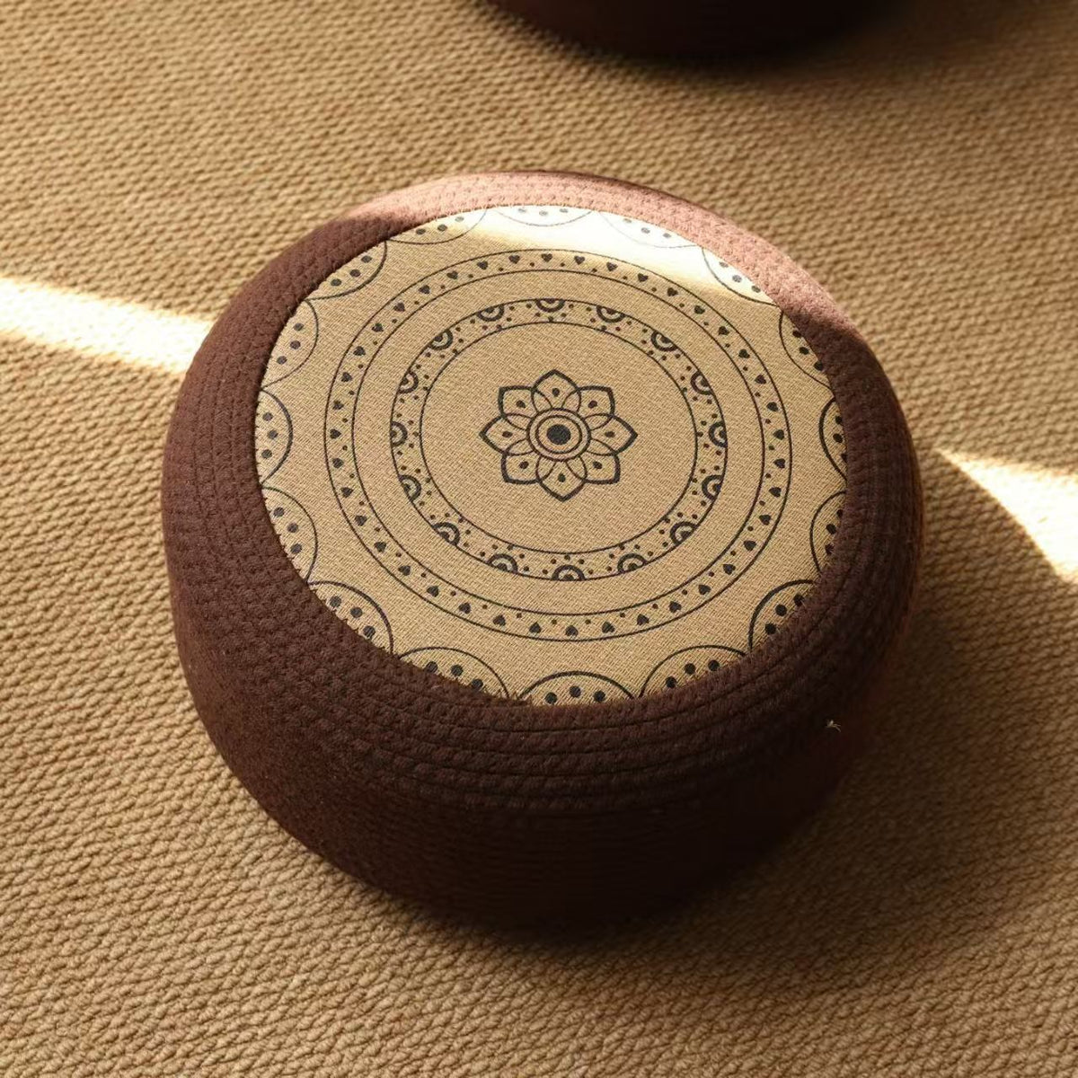 Decorative seating pouf with stylish floral design Acalora