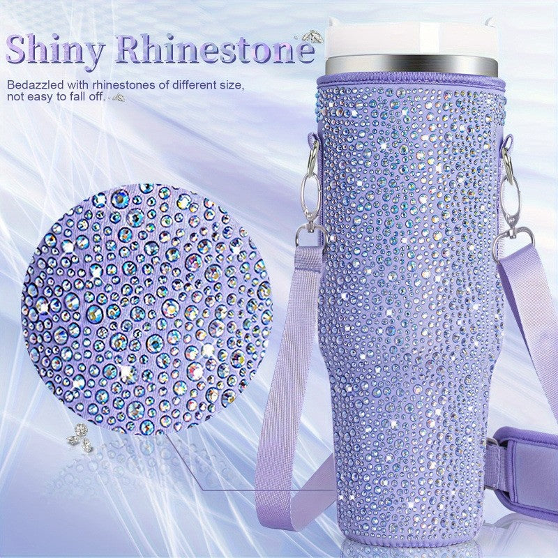 Ladies trendy and sparkling drinking bottle with shoulder bag Bowlift