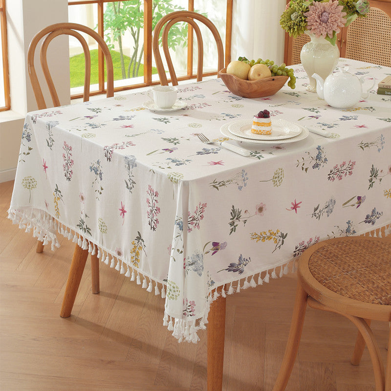Decorative Floral Ruffled Tablecloth